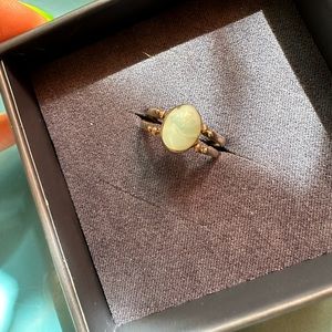 Vintage Sterling Silver Green Amber and Larimar Flip Ring
